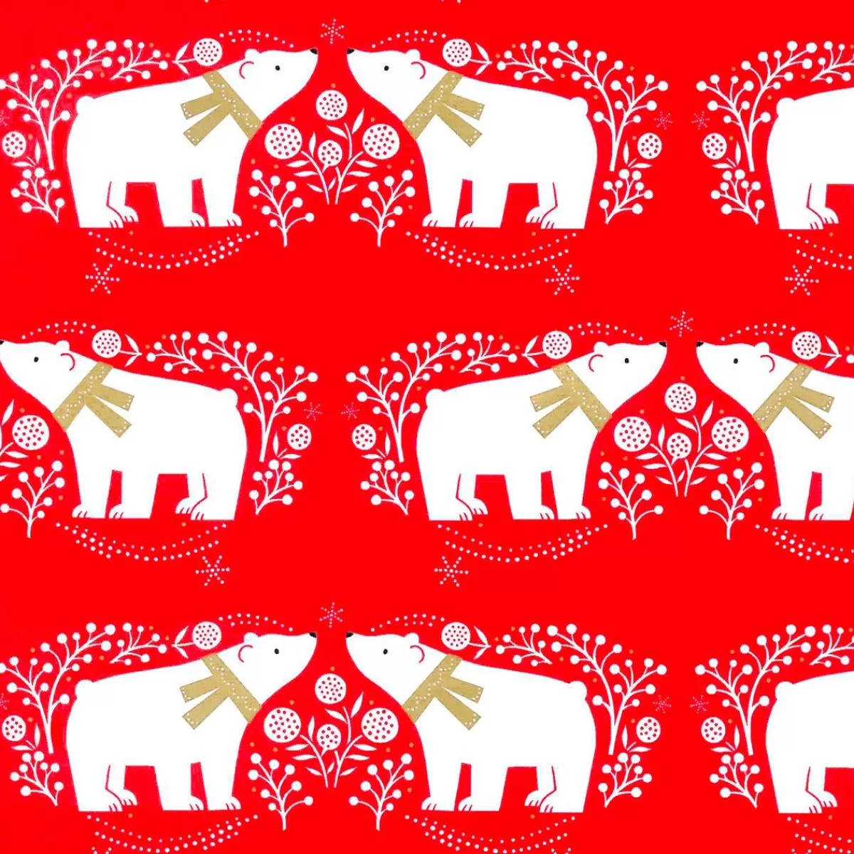 DecoWoerner Sustainable, Christmas Wrapping Paper With White Polar Bears - 50 M Gift Wrapping Paper Roll