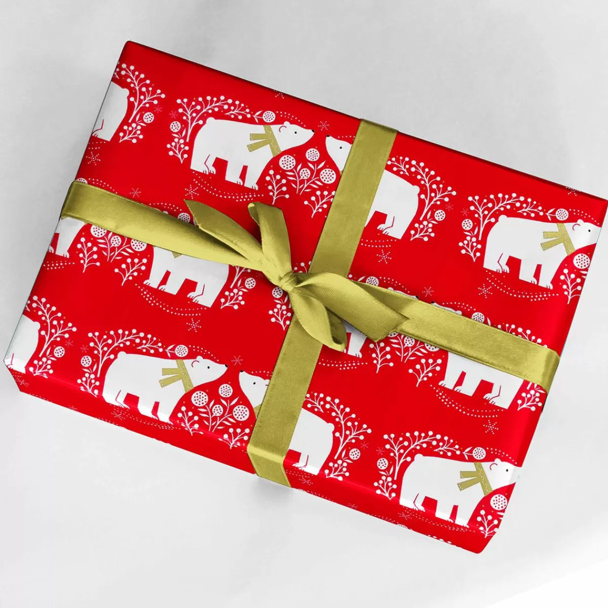 DecoWoerner Sustainable, Christmas Wrapping Paper With White Polar Bears - 50 M Gift Wrapping Paper Roll