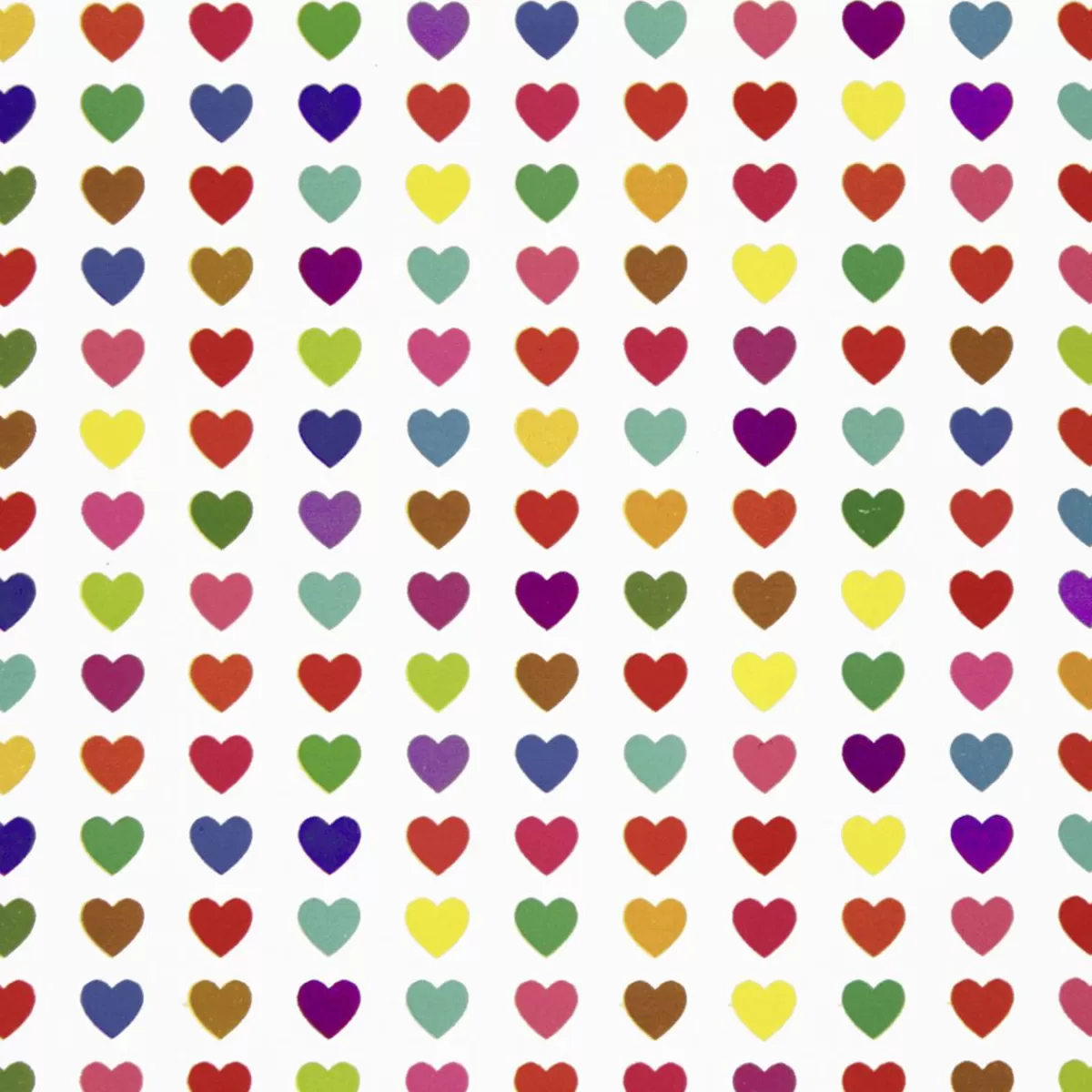 DecoWoerner Sustainable White Wrapping Paper With Colourful Hearts - 50 M Wrapping Paper Roll