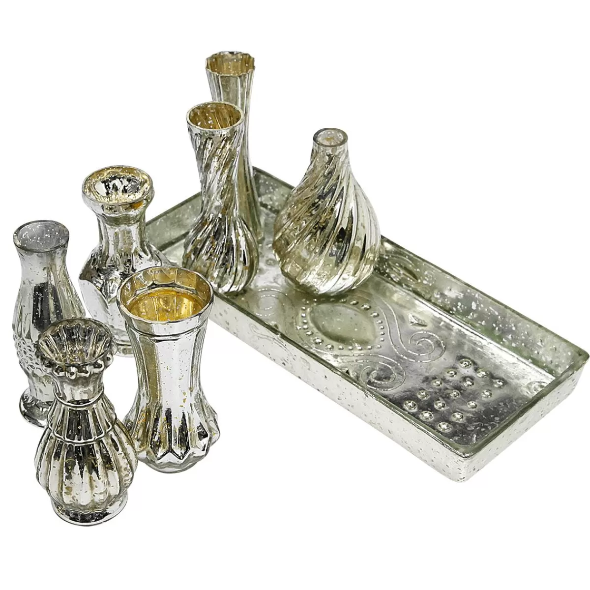 DecoWoerner Table Decoration Vases With Tray, 8 Pieces