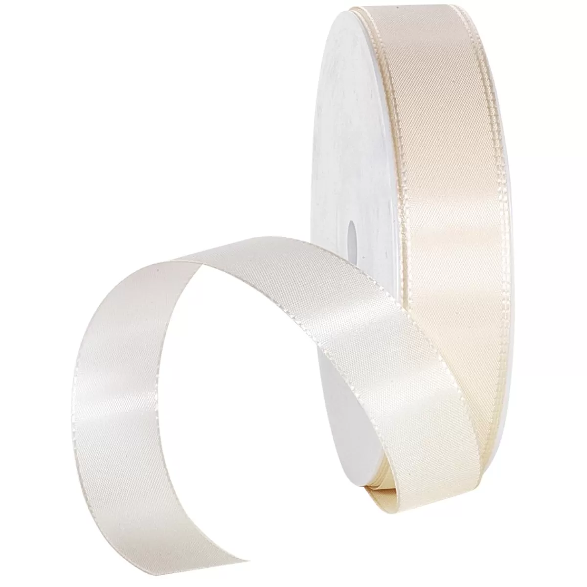 DecoWoerner Taffeta Ribbon With Selvedge 15 Mm, 50 M, Cream