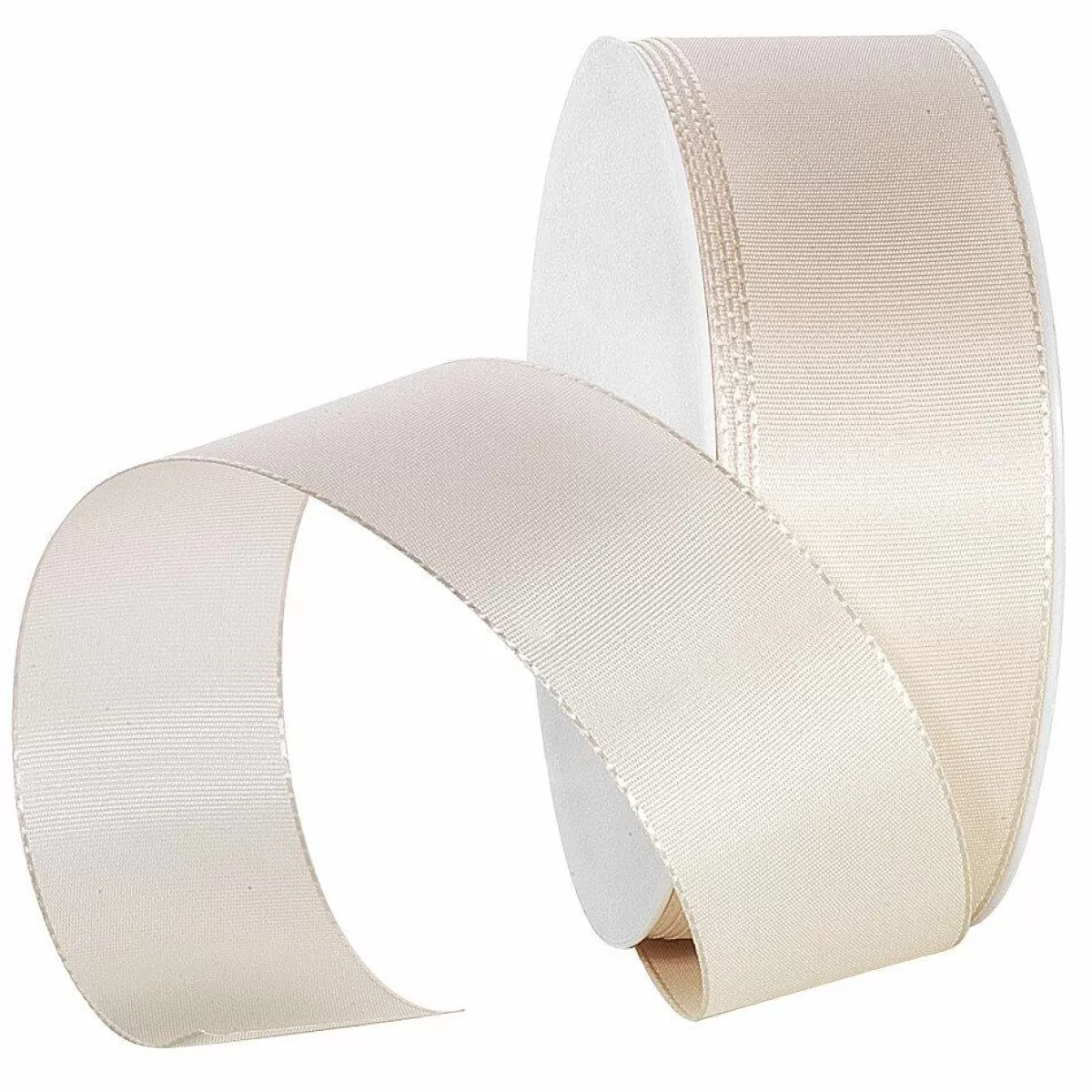 DecoWoerner Taffeta Ribbon With Selvedge 40 Mm, 50 M, Cream