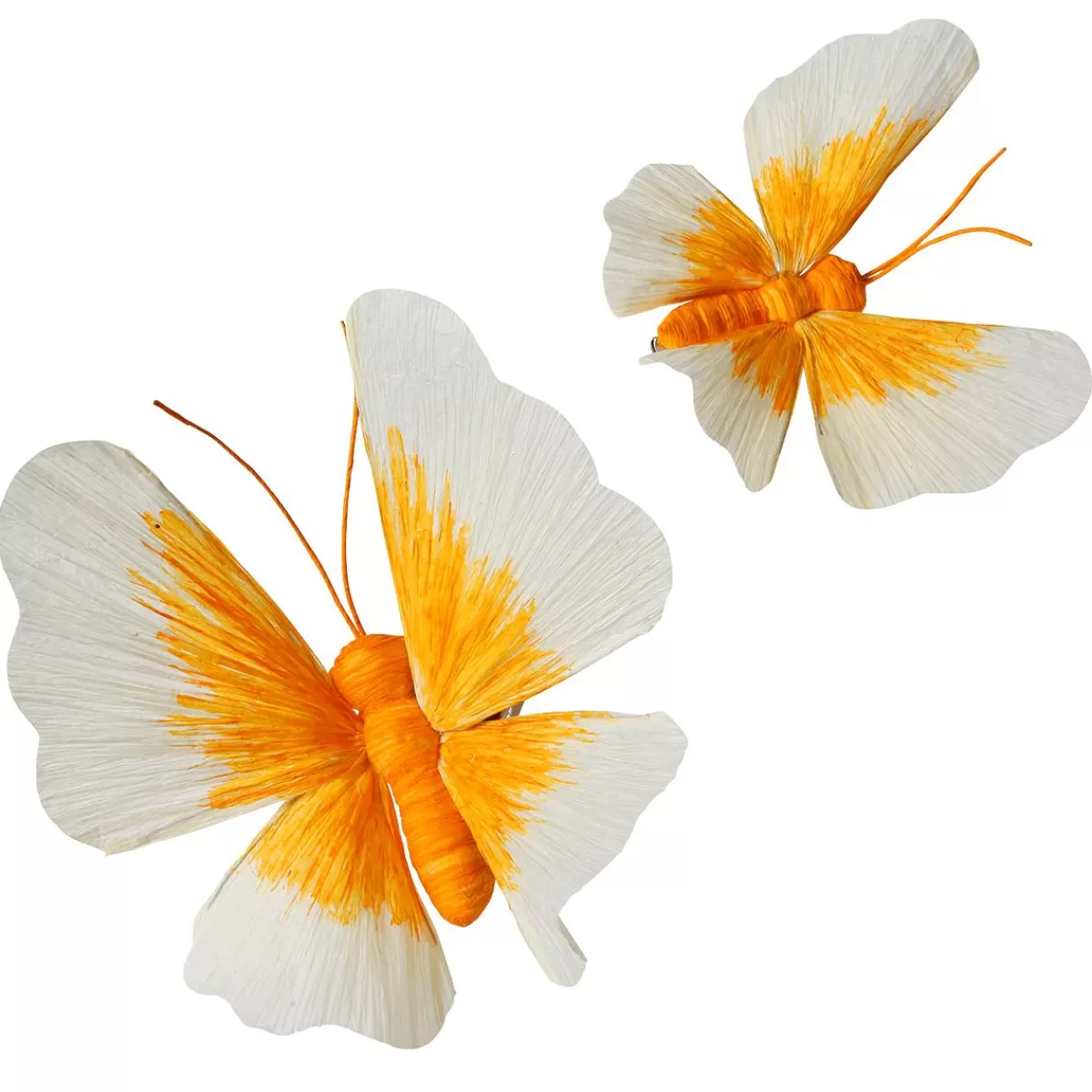 DecoWoerner Two Decorative Butterflies With Clip, Yellow, Ø 11-14 Cm