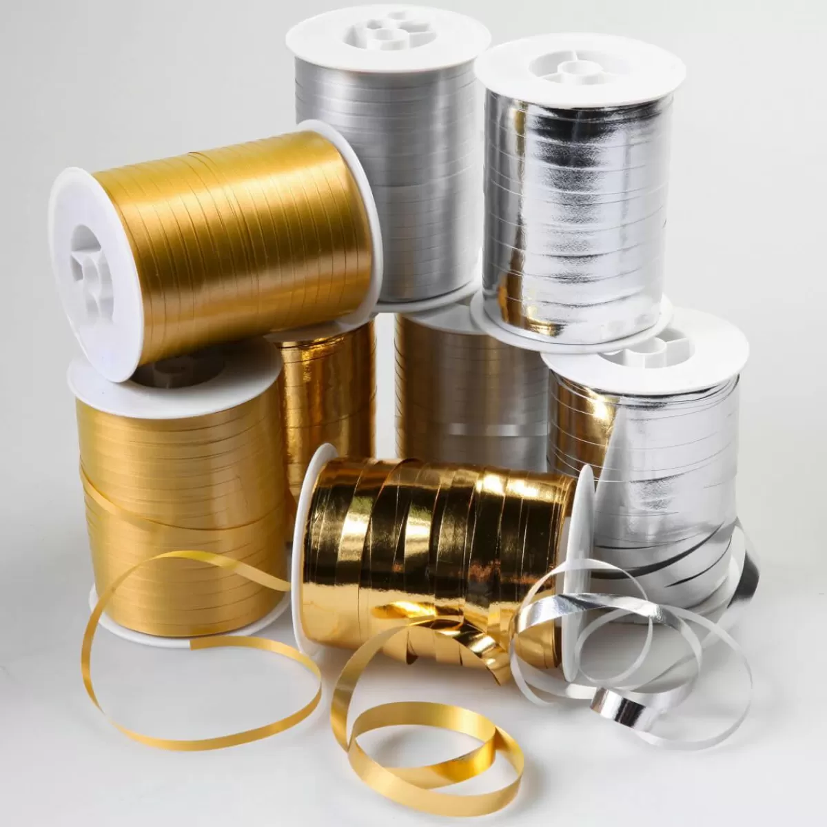 DecoWoerner Value Pack Poly Ribbons "Get 8 For The Price Of 6" Gold/silver