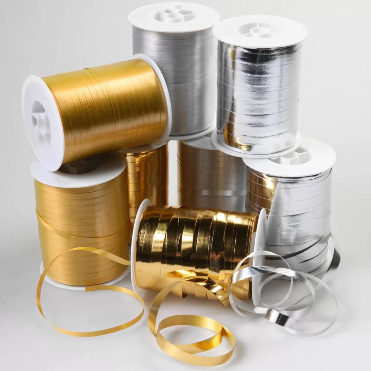 DecoWoerner Value Pack Poly Ribbons "Get 8 For The Price Of 6" Gold/silver