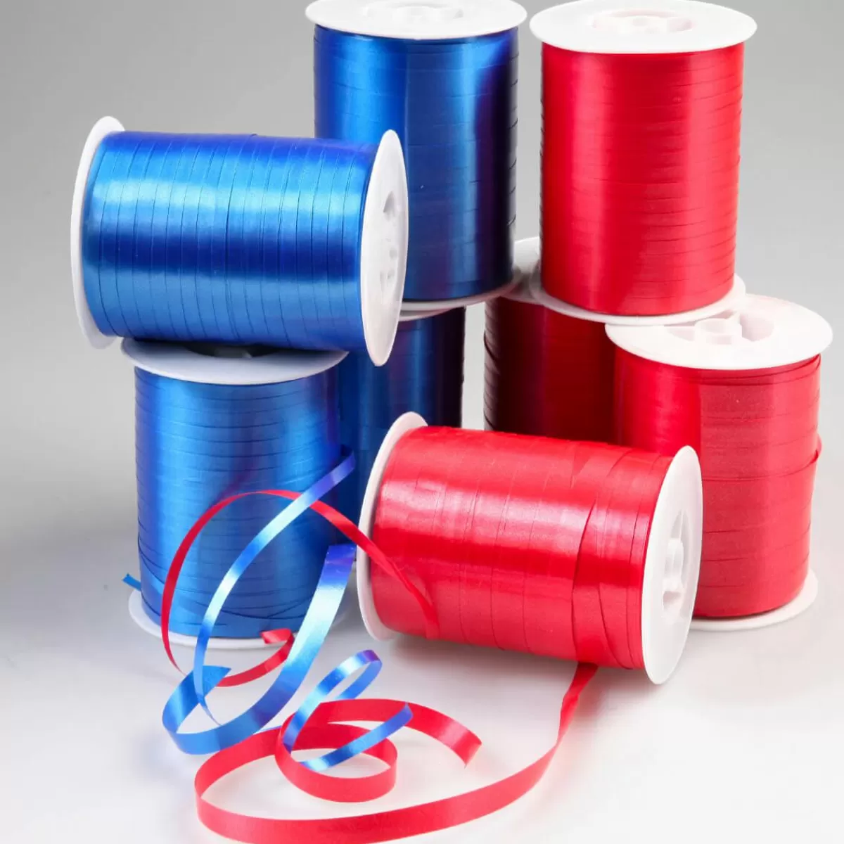 DecoWoerner Value Pack Poly Ribbons "Get 8 For The Price Of 6" Red/blue