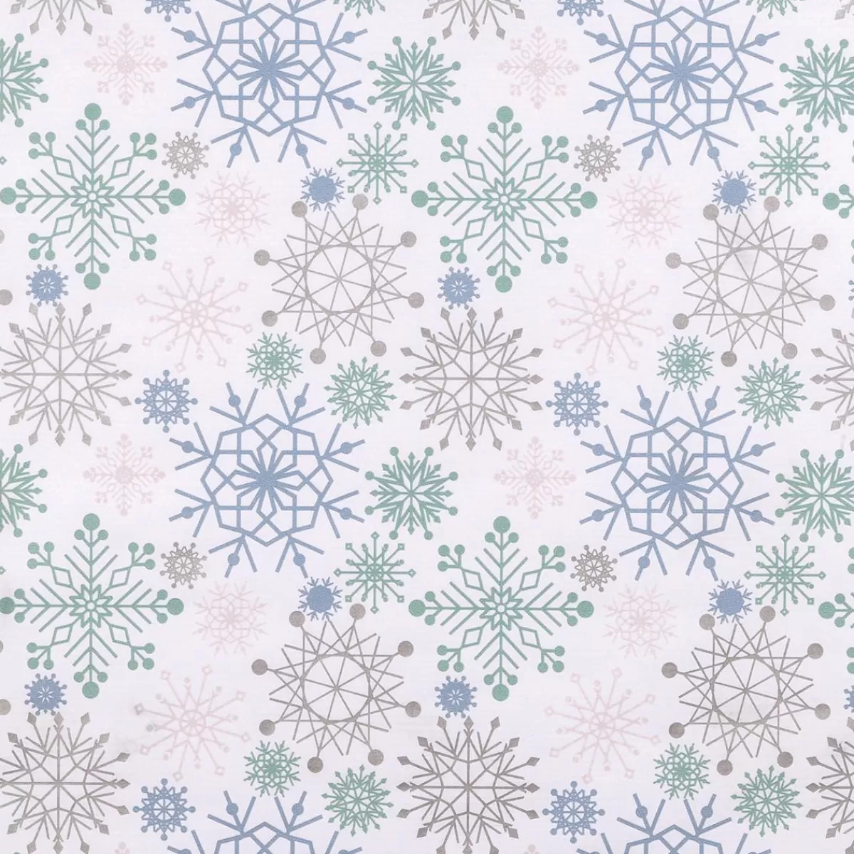 DecoWoerner Kraft Paper With Snowflakes In Light Blue, Pink, Silver & Mint - 50m Gift Wrapping Paper Roll