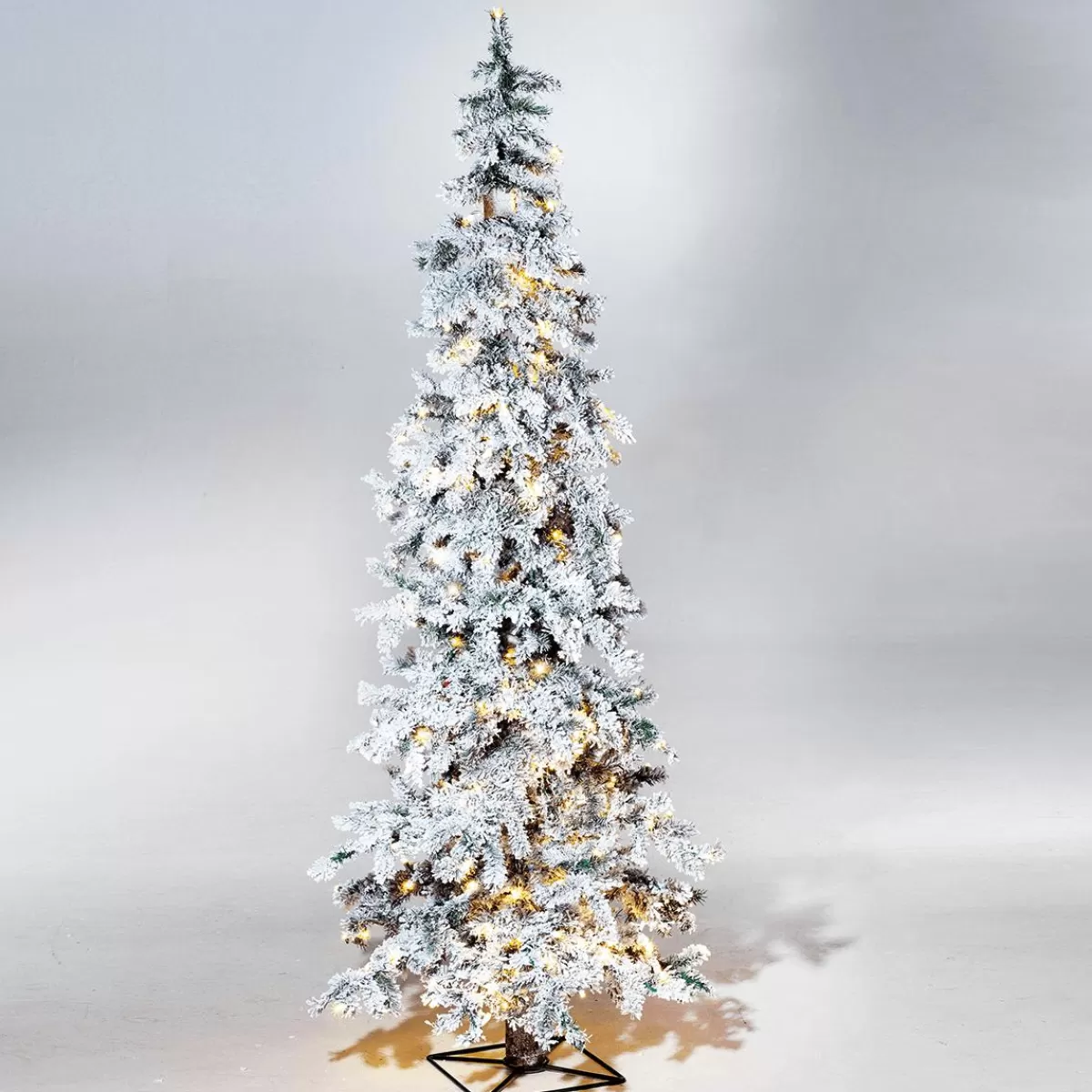 DecoWoerner Winter Christmas Tree, Snowy Luvi Artificial With LED Light, 210 Cm