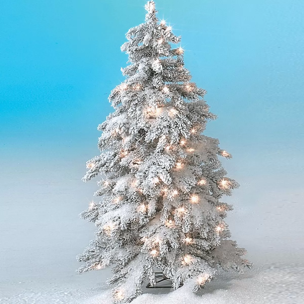 DecoWoerner Winter Christmas Tree, Snowy Luvi Artificial With LED Light, 210 Cm