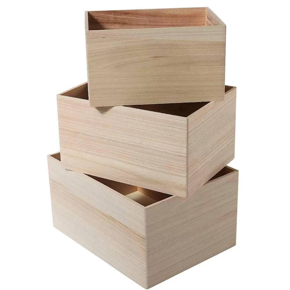 DecoWoerner Wooden Boxes Set Rectangular, 3-piece