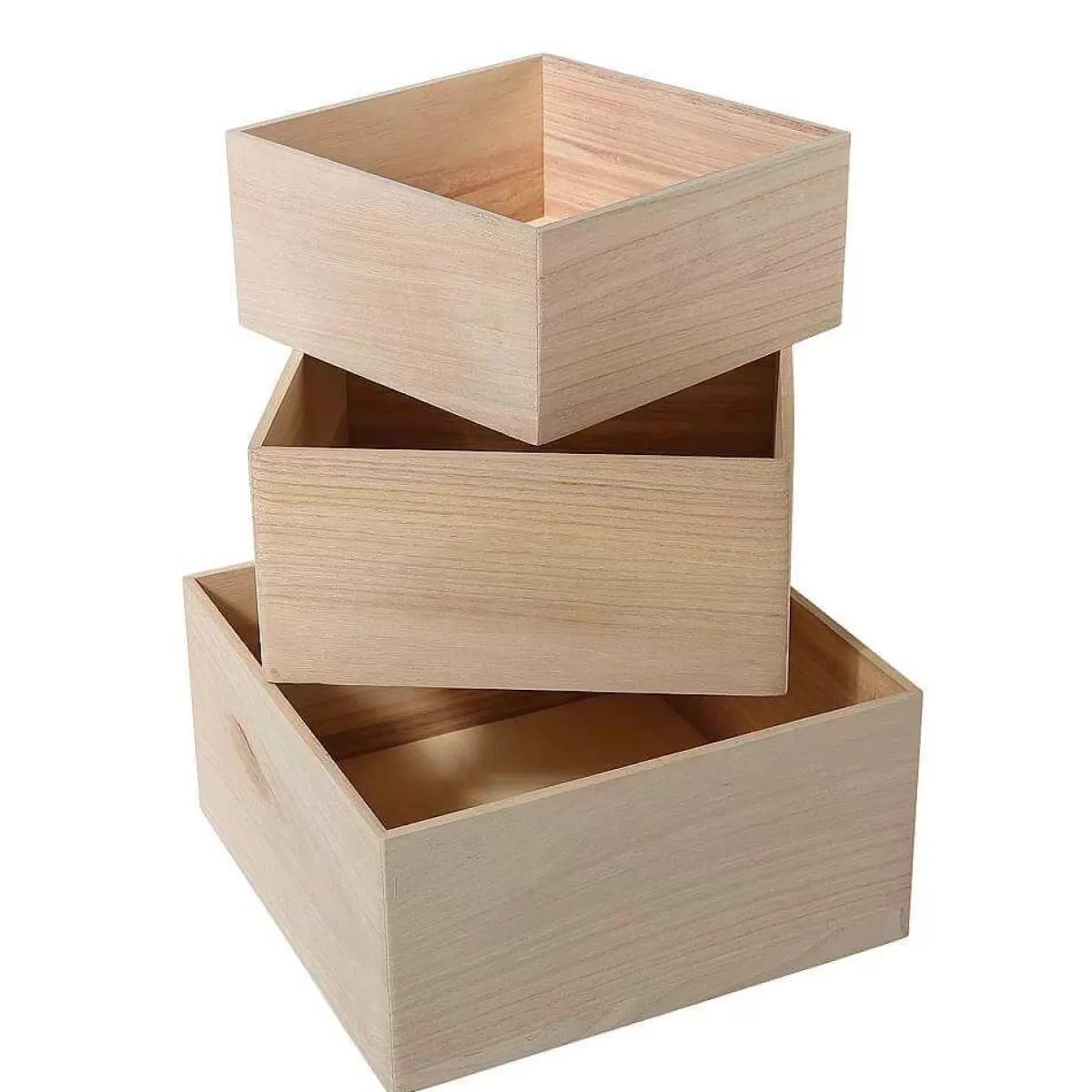 DecoWoerner Wooden Boxes Set Square, 3-piece