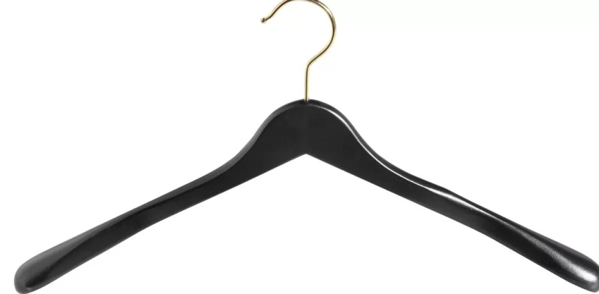 DecoWoerner Wooden Clothes Hanger /brass, 44 Cm