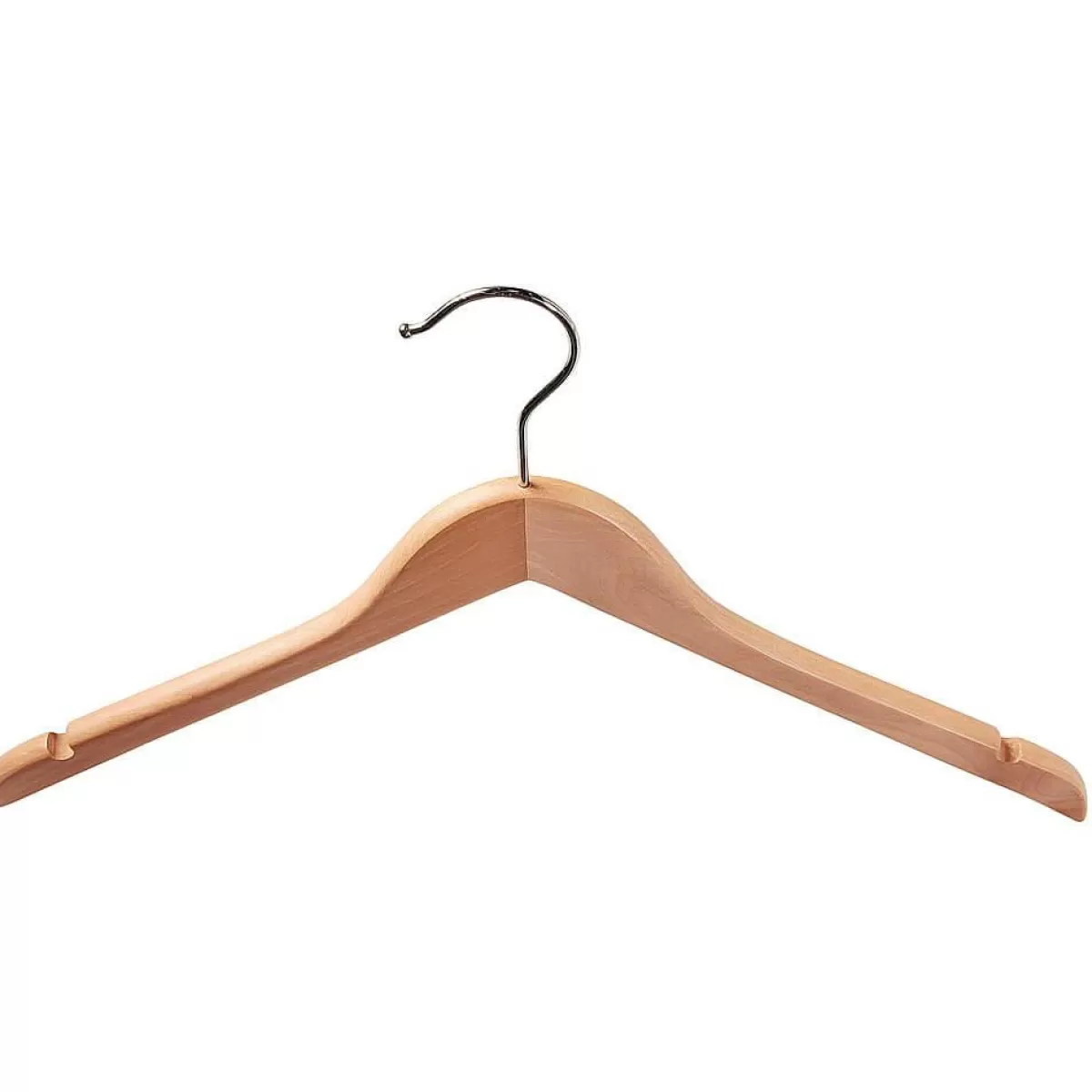 DecoWoerner Wooden Clothes Hanger With Notches, Angular 45 Cm, 1 Box A´ 50 Pcs