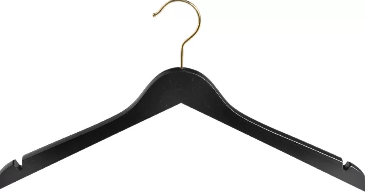 DecoWoerner Wooden Coat Hanger With Notches, /brass, 44 Cm