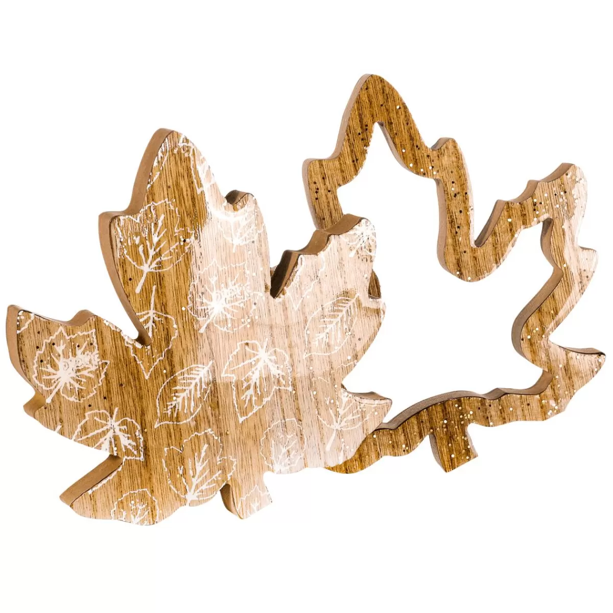 DecoWoerner Wooden Deco Maple Leaves Set Of 2