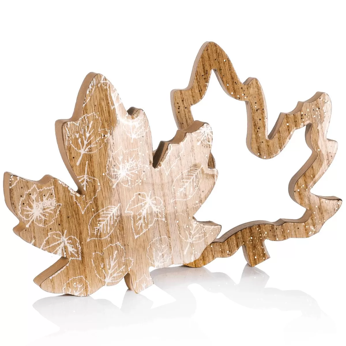 DecoWoerner Wooden Deco Maple Leaves Set Of 2