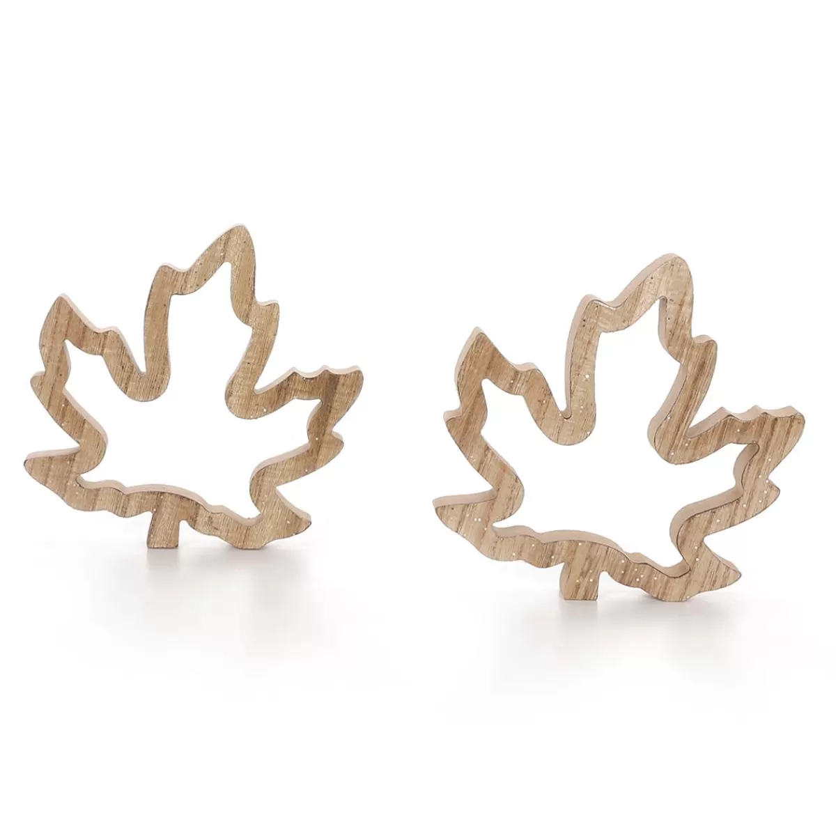 DecoWoerner Wooden Deco Maple Leaves Silhouettes Set 2 Pieces Brown 17 X 16,5 X 1,8 Cm