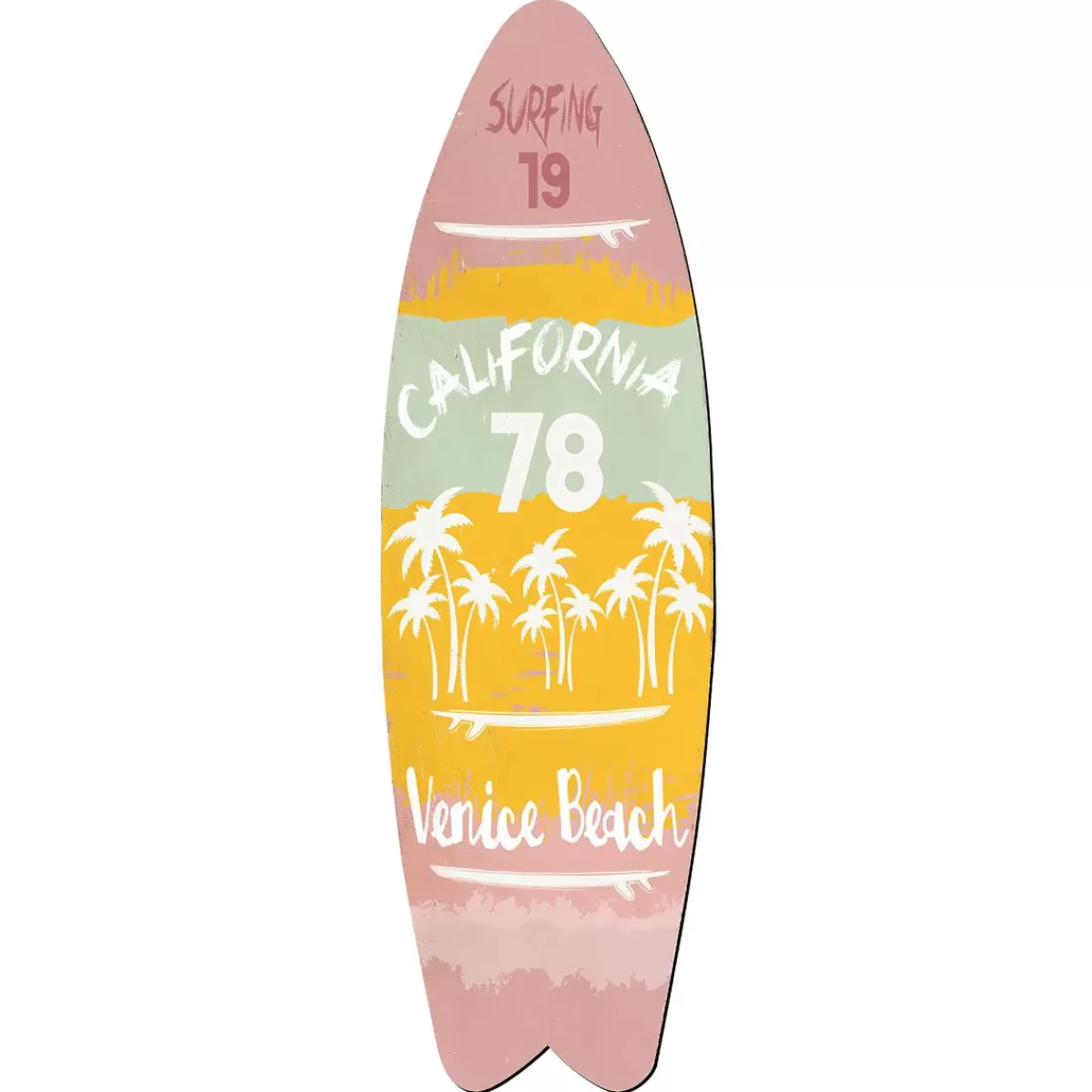 DecoWoerner Wooden Deco Surfboard Pink Orange Green 130cm