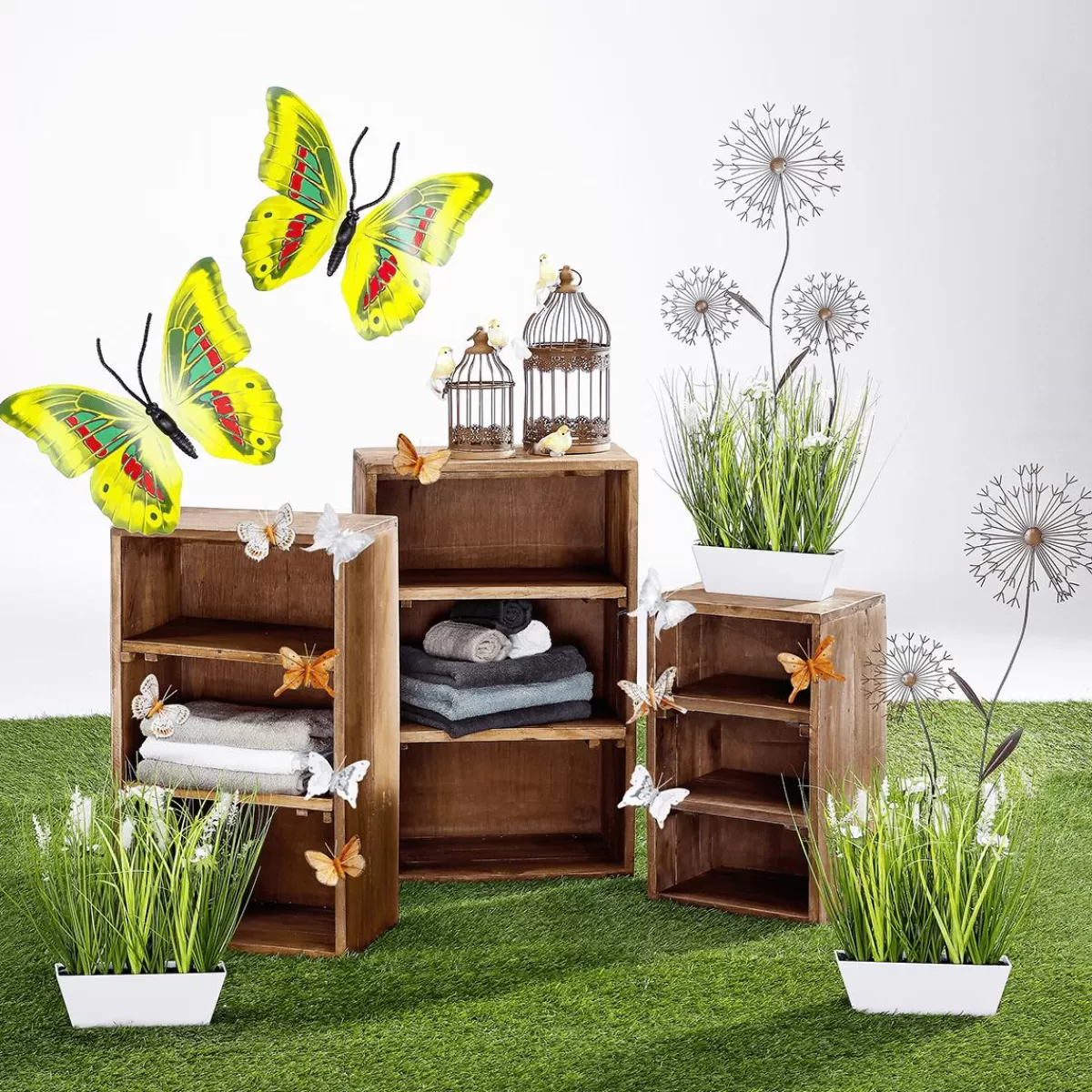 DecoWoerner Wooden Decorative Shelves 3 Pieces, 50 Cm, 65 Cm, 70 Cm High