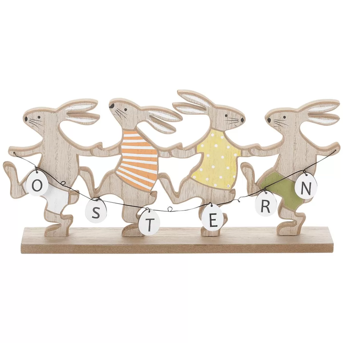 DecoWoerner Wooden Display Dancing Easter Bunnies With "Easter Pull" 30 Cm