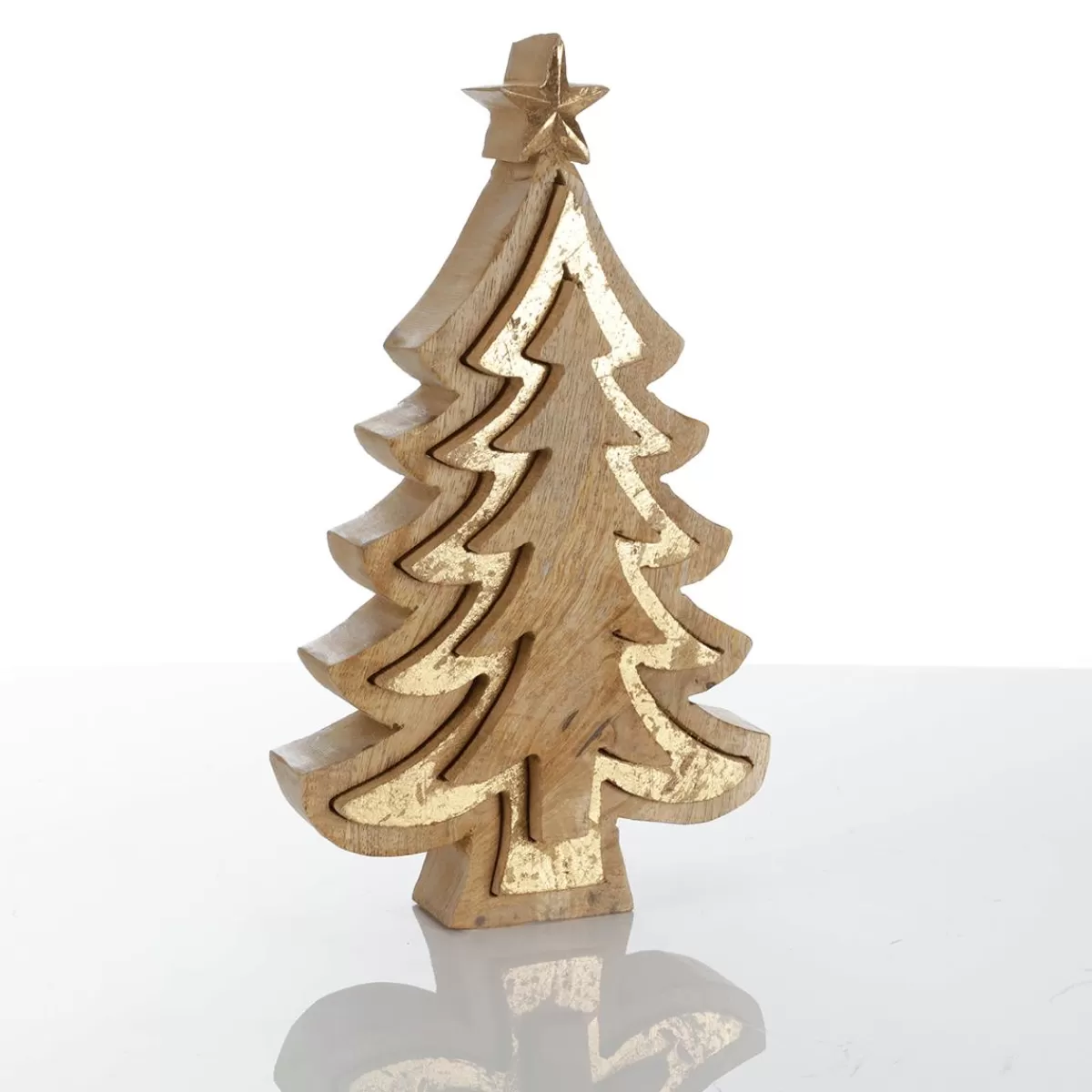 DecoWoerner Wooden Display Stand "Fir" 26 Cm High