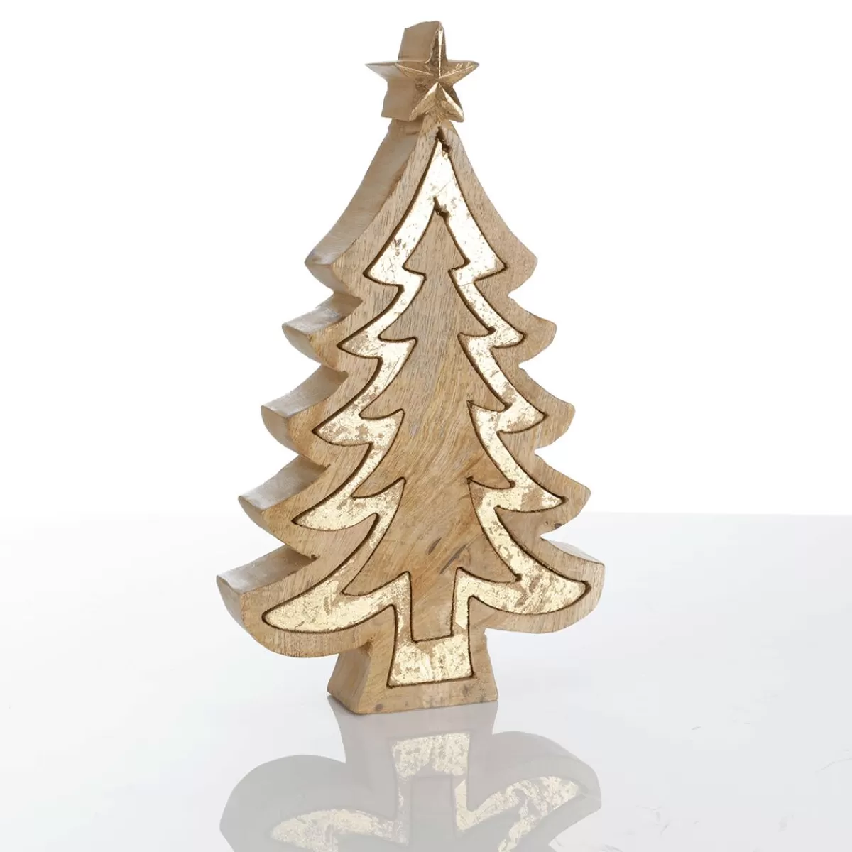 DecoWoerner Wooden Display Stand "Fir" 26 Cm High