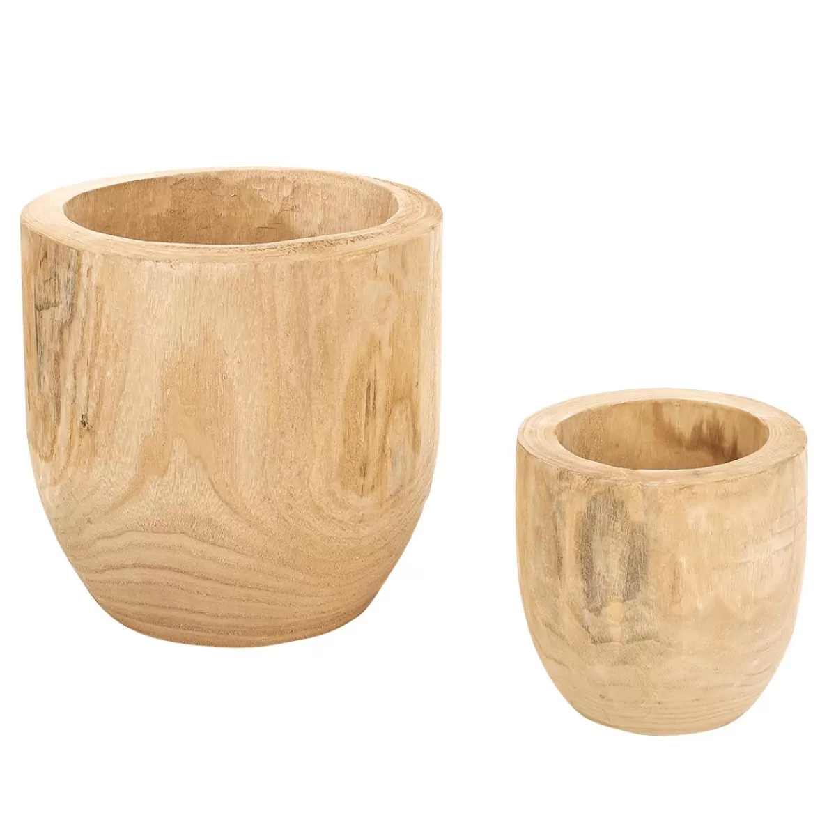 DecoWoerner Wooden Pot Set 16 - 26 Cm High 2 Pieces