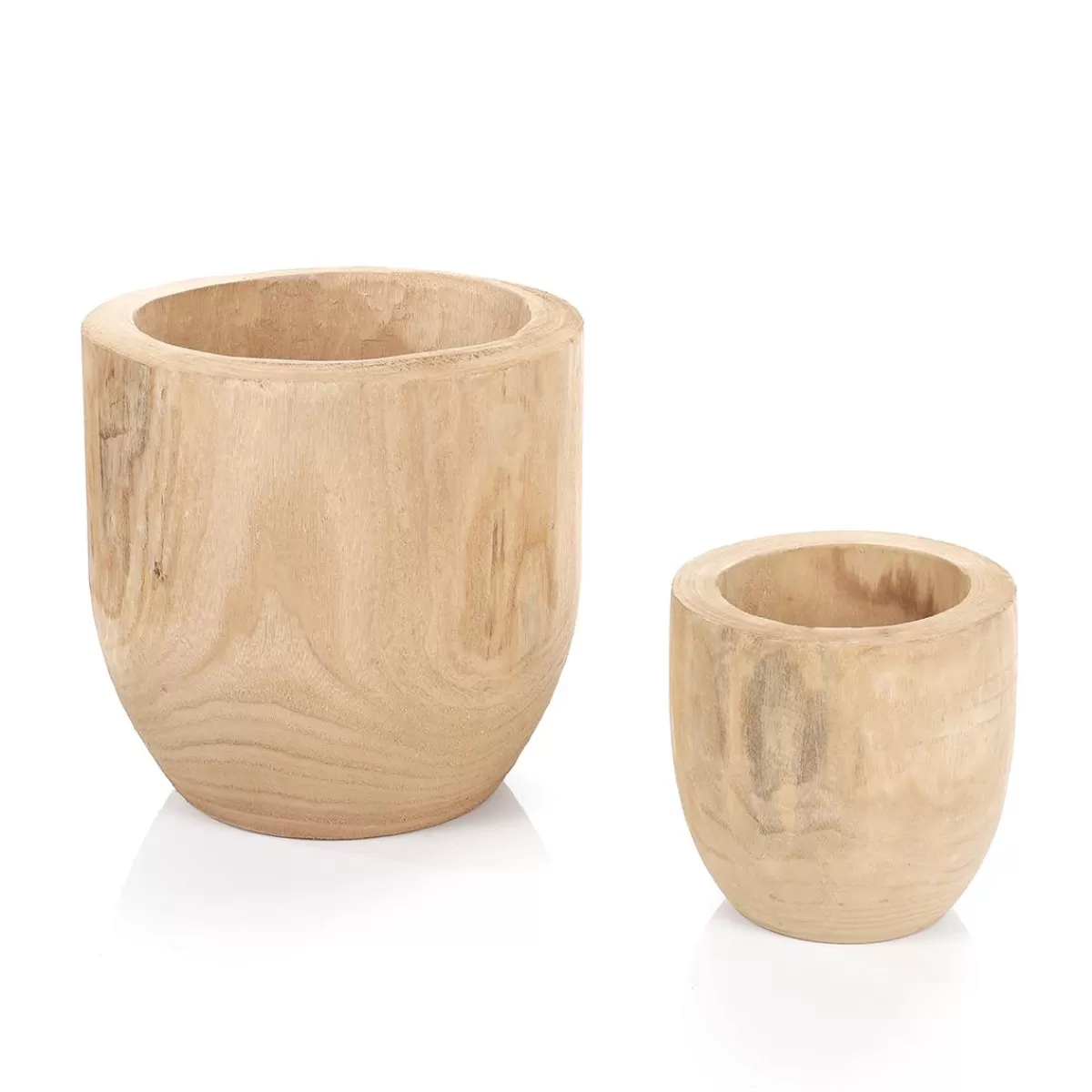 DecoWoerner Wooden Pot Set 16 - 26 Cm High 2 Pieces