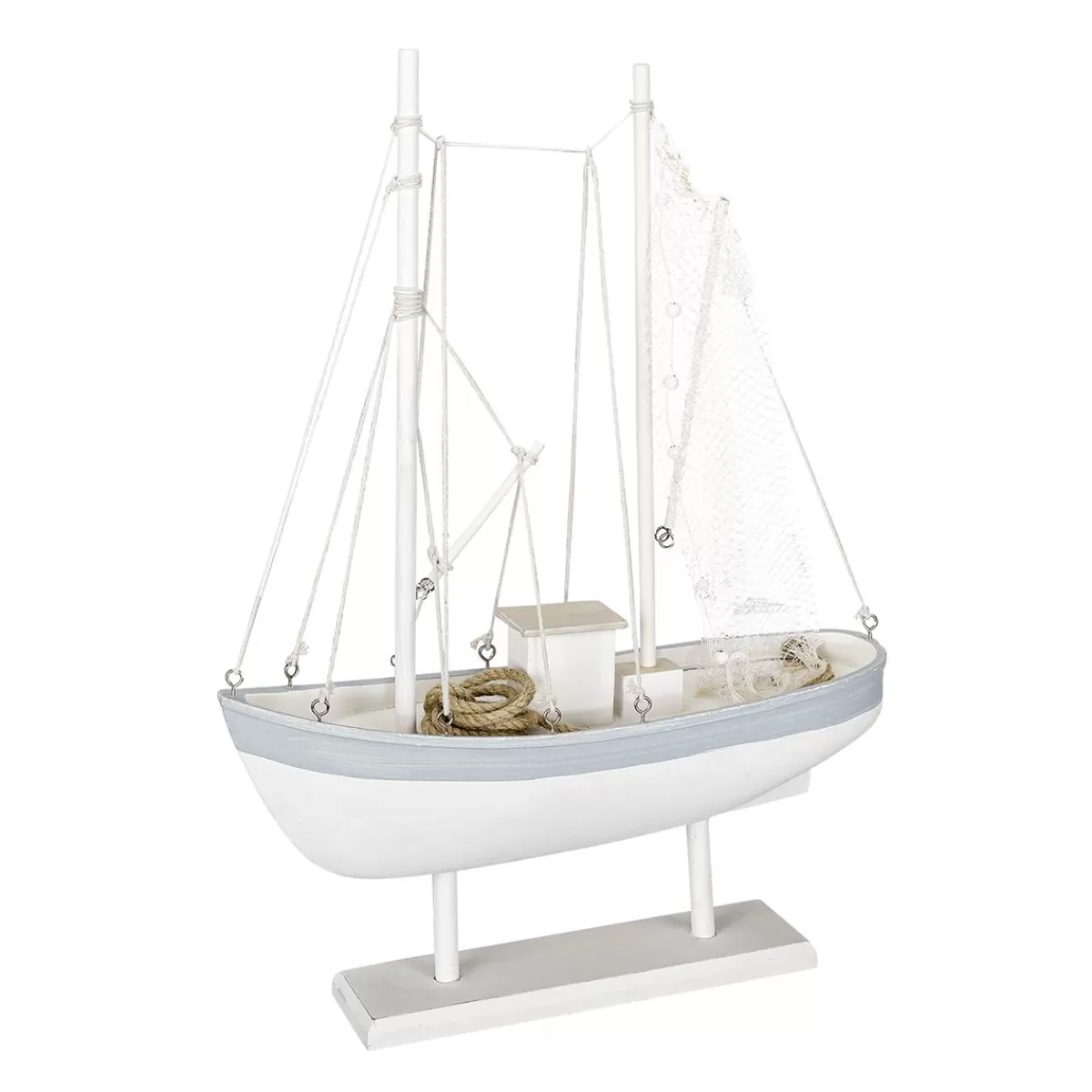 DecoWoerner Wooden Sailing Boat 60 Cm X 43 Cm X 14 Cm