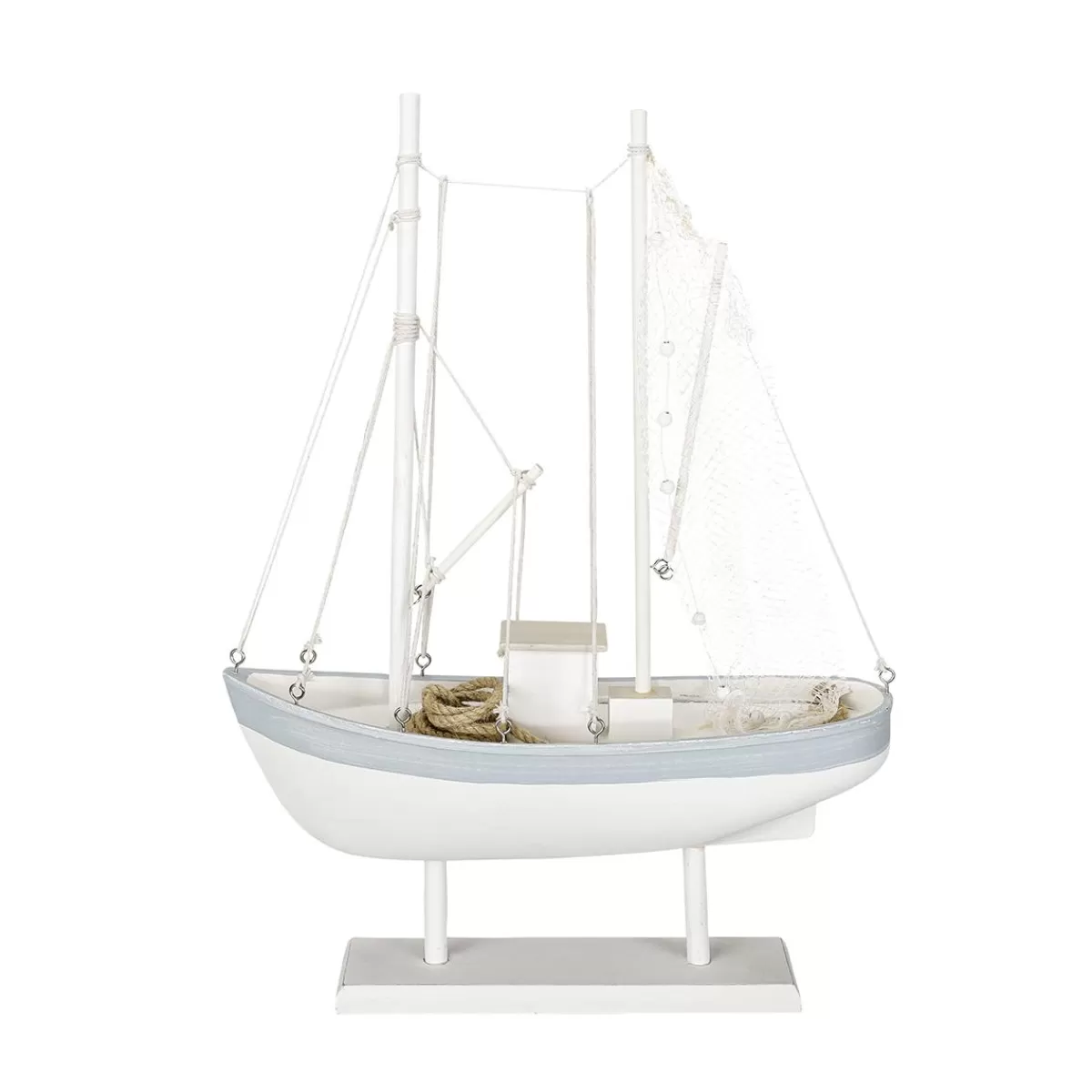 DecoWoerner Wooden Sailing Boat 60 Cm X 43 Cm X 14 Cm