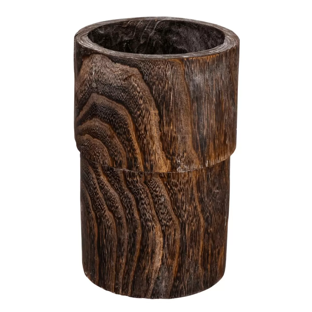 DecoWoerner Wooden Vase 28,50 Cm Dark