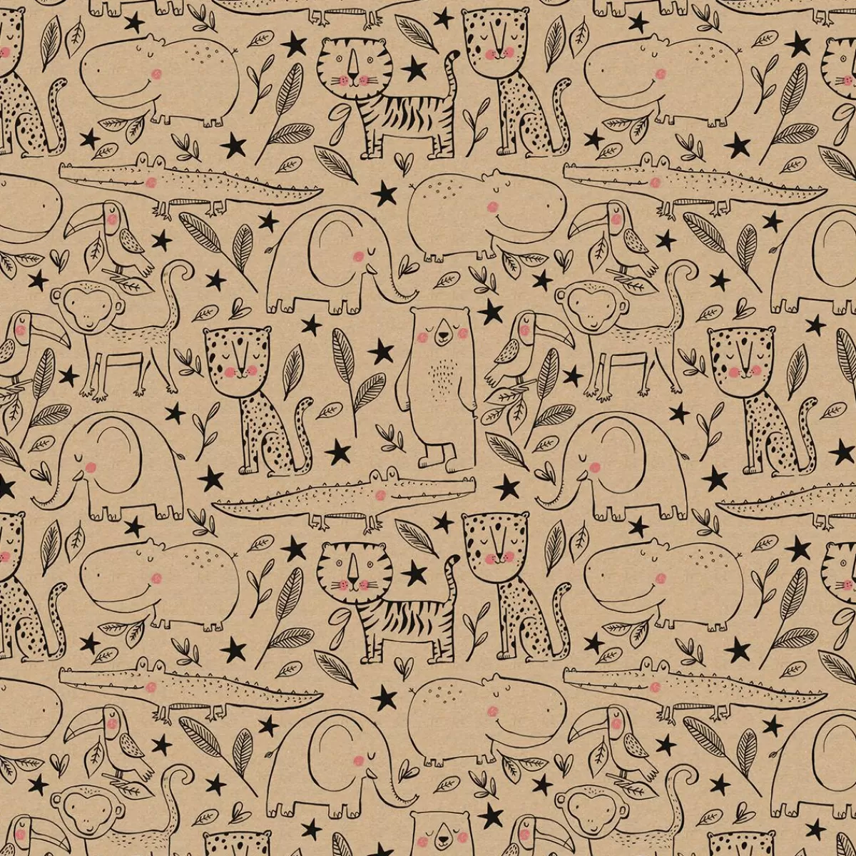 DecoWoerner Wrapping Paper Animals 70 Cm X 50 M