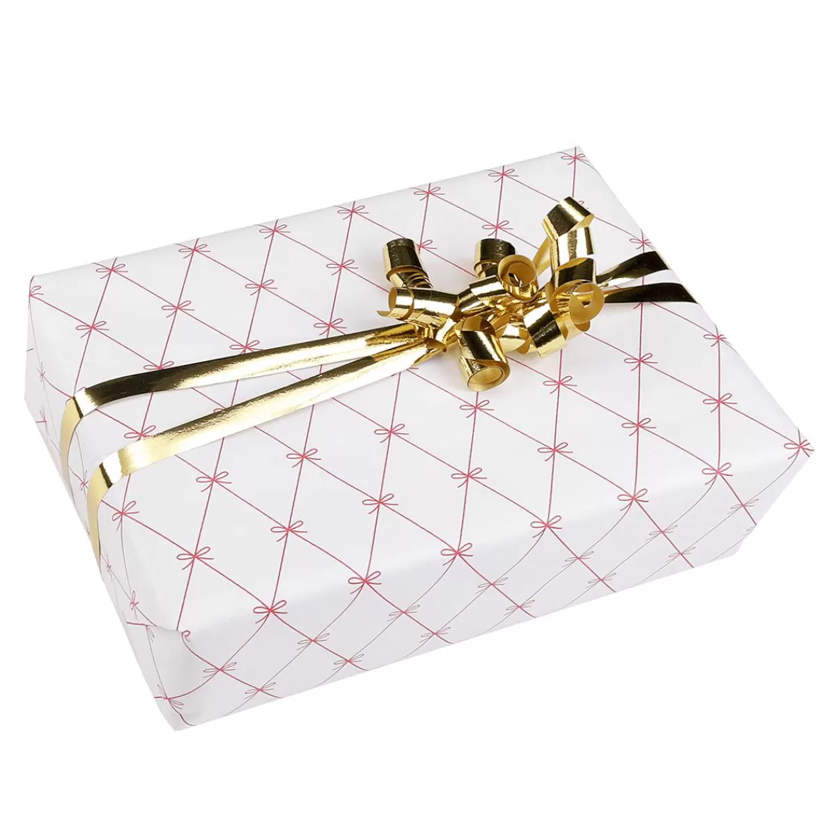 DecoWoerner Wrapping Paper Bows White / Red, 70cm Wide, 40 M Roll