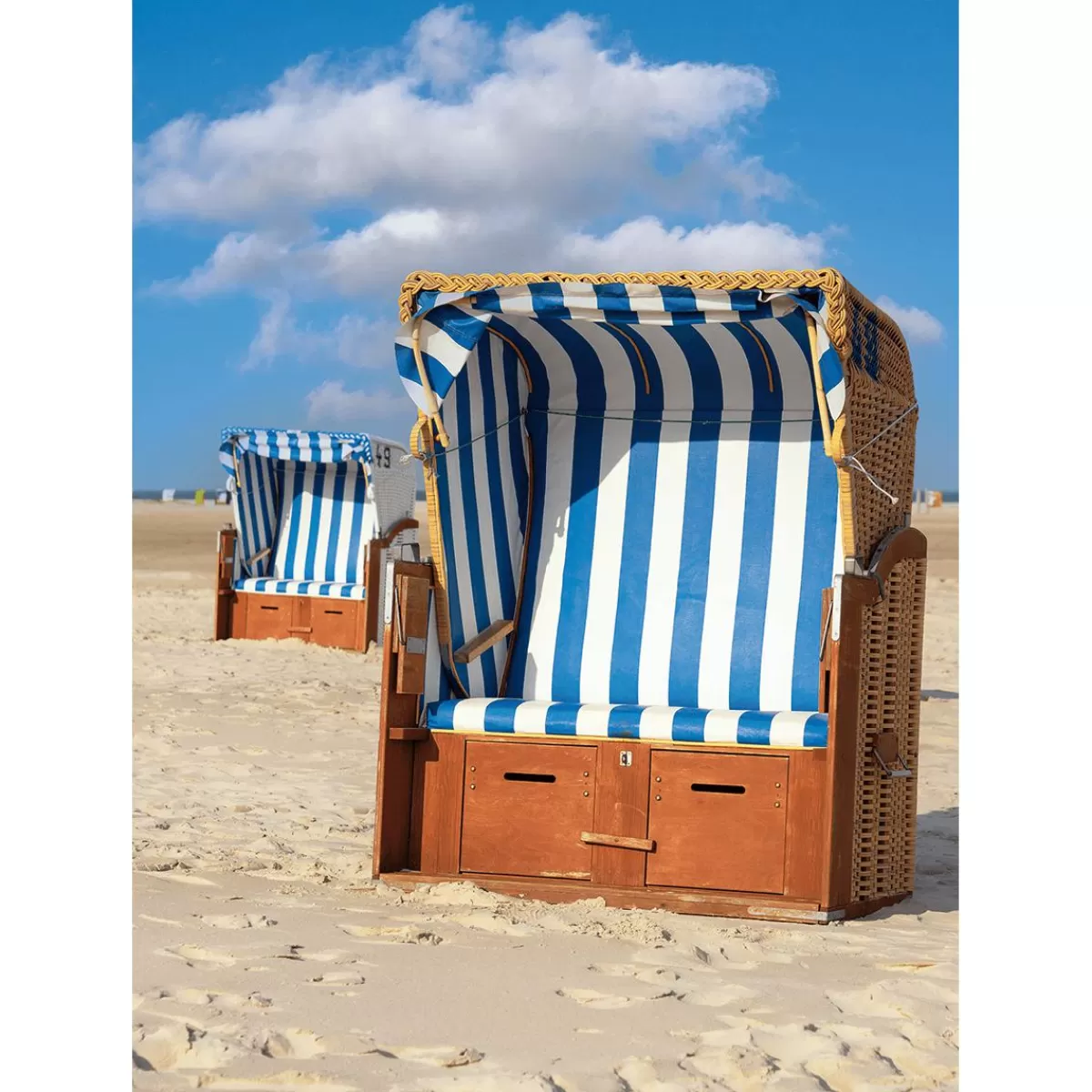 DecoWoerner XL Fabric Banner "-white Beach Chair" Made Of Flame-retardant Flag Fabric 150 X 200 Cm