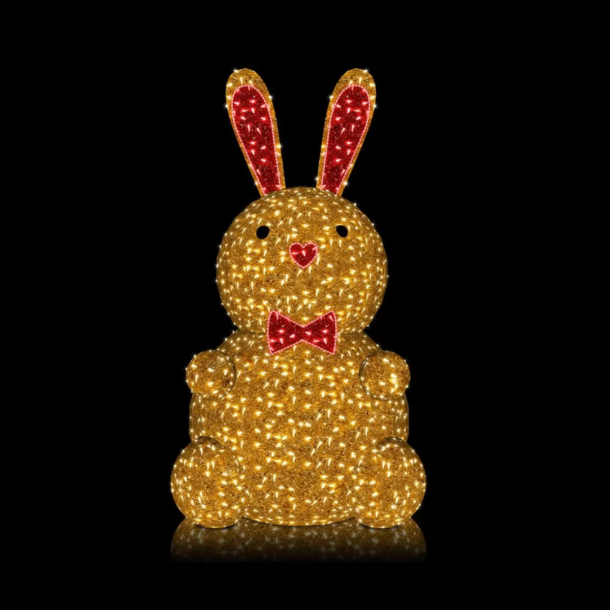 DecoWoerner XXL LED Bunny Sitting With Bow Tie For Outdoor