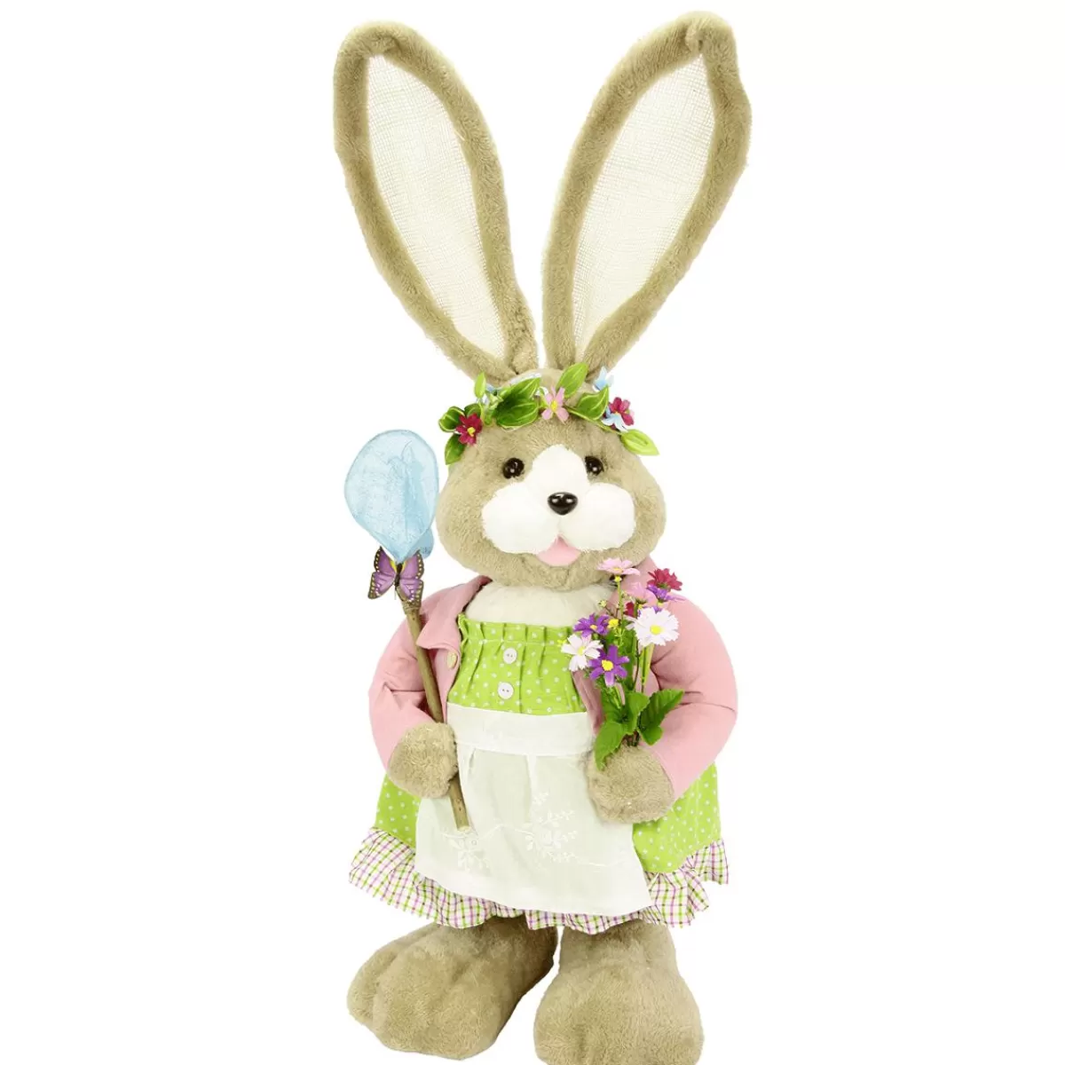 DecoWoerner XXL Plush Easter Bunny With Flowers 92 Cm