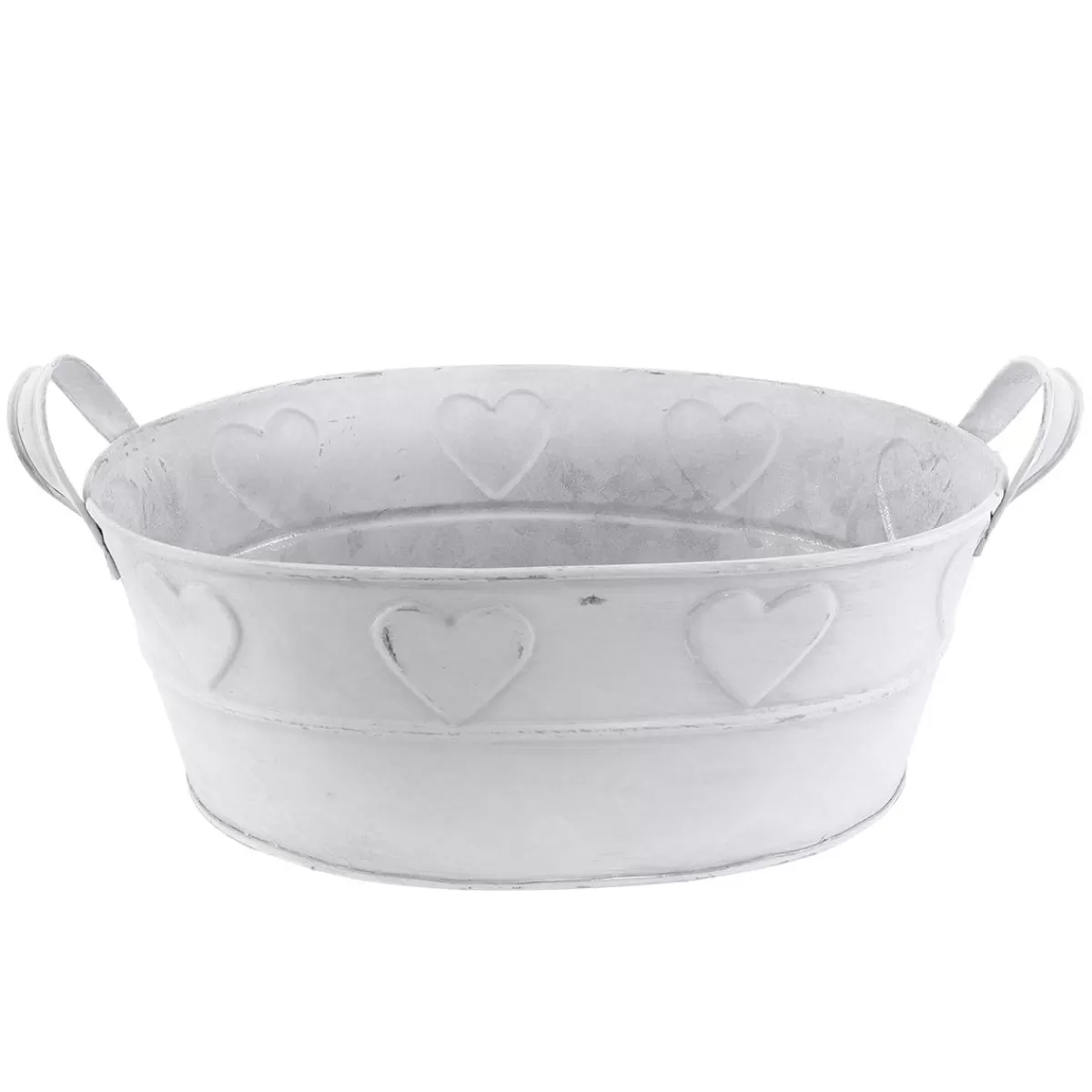 DecoWoerner Zinc Tub With Heart Pattern 32 Cm