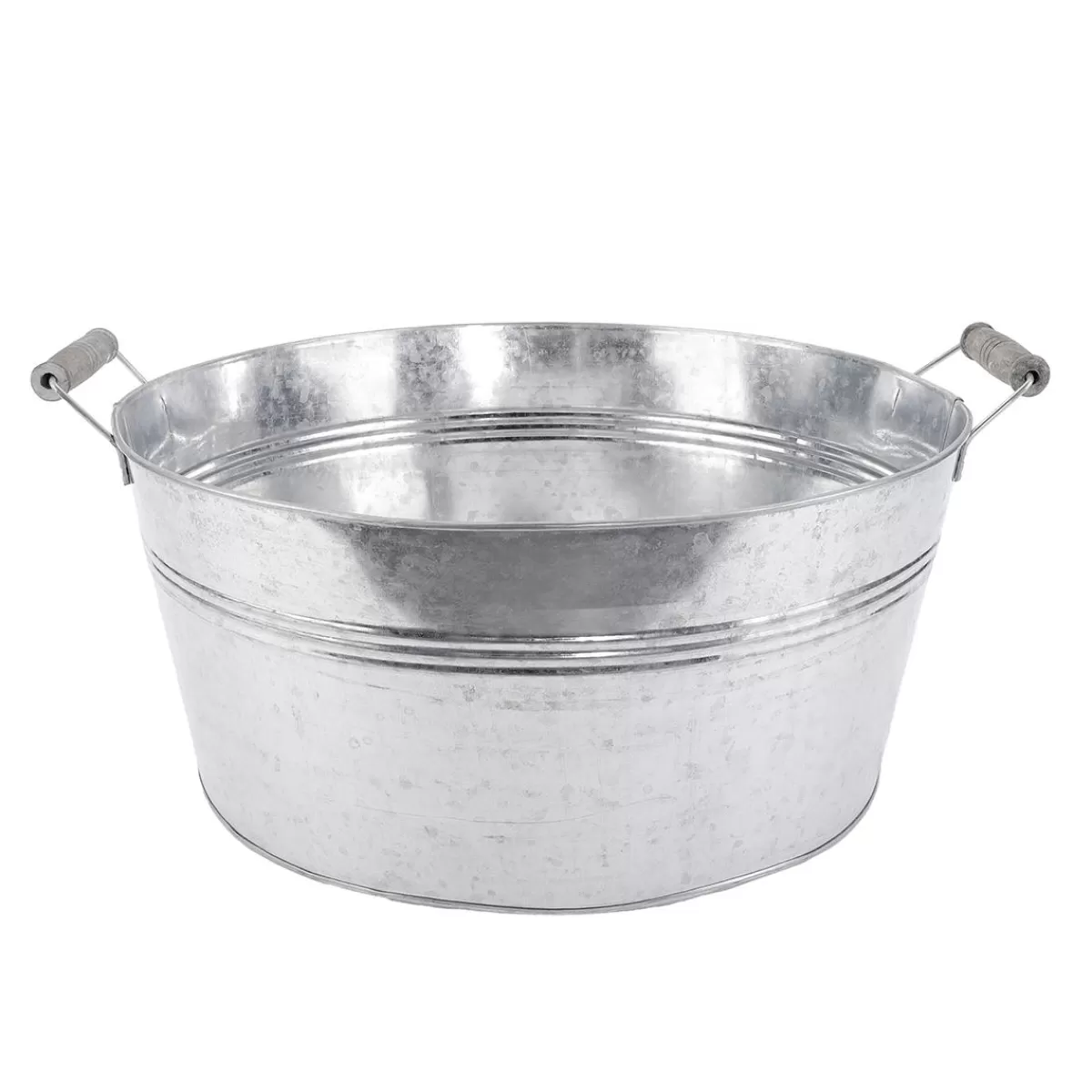 DecoWoerner Zinc Tub With Wooden Handles 35 Cm